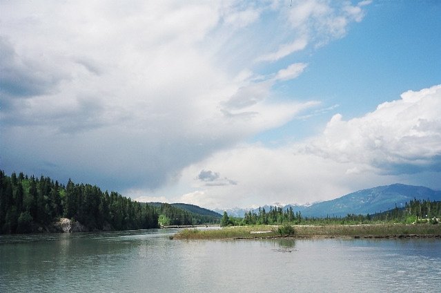 Columbia river at Golden, looking North, down the river, towards Revelstoke