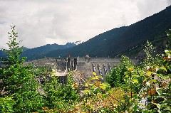 Revelstoke Dam, looking North, up the Columbia River. No photography on the dam tour