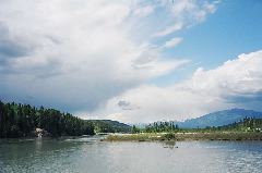 Columbia river at Golden, looking North, down the river, towards Revelstoke